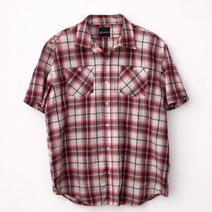 🔴 Akademiks Plaid Short Sleeve Button-Down Shirt | Red & White | Men’s 4XL 🔴